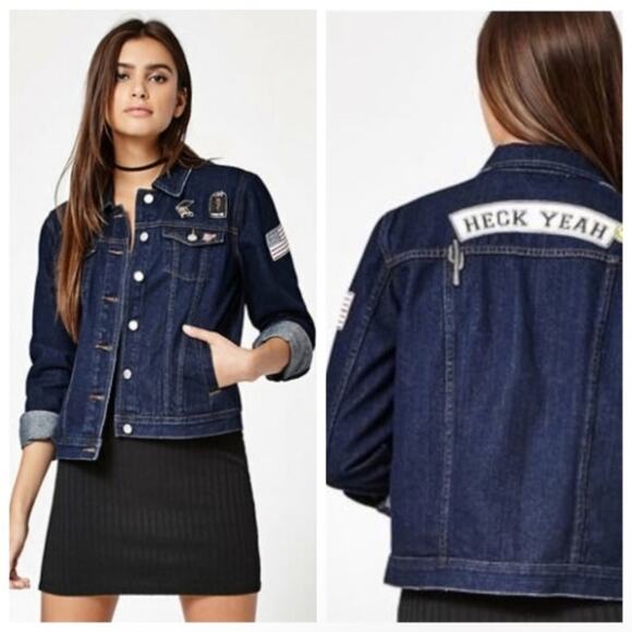 Kendall & Kylie Patched Denim Jacket - Picture 1 of 6